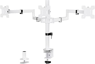 WALI Triple Monitor Mount, Three Monitor Desk Mount Fits 13-27in Screens, Holds up to 22lbs, Multiple Computer Stand with Tilt, Swivel, Rotation, VESA 75x75,100x100mm(M003S-W), White