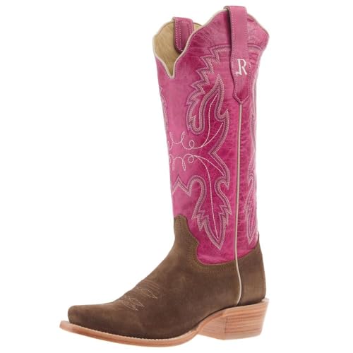 Women's Cider Brown Rough Out 13 In Fushsia Top Cowgirl Boot