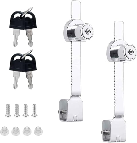 2 pezzi di chiusura a rack, con blocco della porta in vetro a cricchetto a vite fissa, serratura a terrario, serratura, con chiave diversa