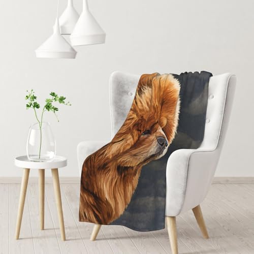 gawuoab Coperta morbida e accogliente in flanella per divano, motivo: Chow Dog