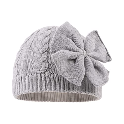 Zsedrut Baby Girls Knit Hats Toddler Infant Beanie Caps Fashion Soft Warm Skull Hood Cap (Gray, M)