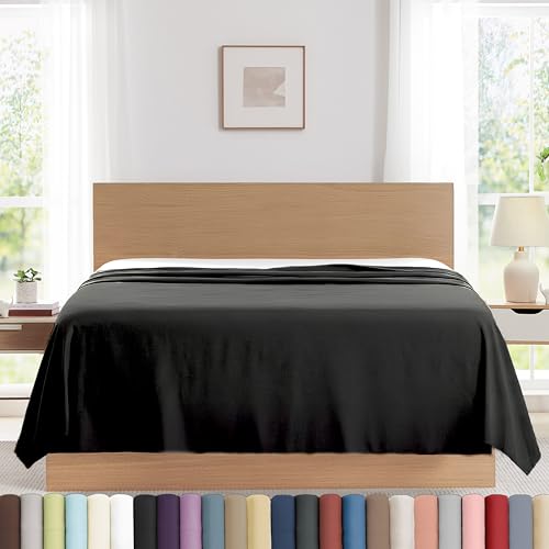 Southshore Fine Living, Inc. King Size Flat Sheets Only, Premium Bedding Microfiber Black Sheets, Cal/King Top Sheet Only, Oversized, 132