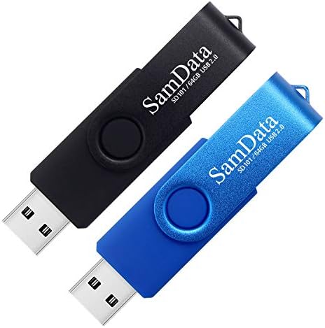 SamData 64GB USB Flash Drives 2 Pack 64GB Thumb Drives Memory Stick Jump Drive with LED Light for Storage and Backup (2 Colors: Black Blue)
