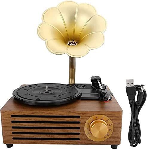 Tourne-Disque rétro Tourne-Disque Tout en Un phonographe Vintage Gramophone nostalgique pour LP avec klaxon en cuivre… - Les Beatles, Paul McCartney, John Lennon, RIngo Starr, George Harrison Tourne-Disque rétro Tourne-Disque Tout en Un phonographe Vintage Gramophone nostalgique pour LP avec klaxon en cuivre…