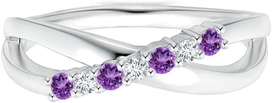 Stackable Round Amethyst 0.45 Ctw 925 Sterling Silver Women Anniversary Ring Jewelry All Size GIFT FOR HER