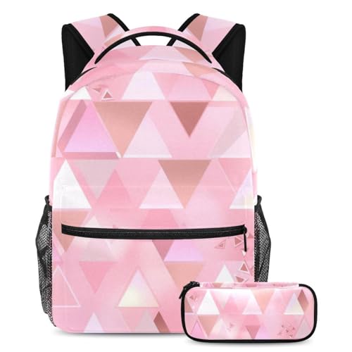 Sac à livres triangle rose pour adolescents - Idéal pour le collège, le lycée et les sorties