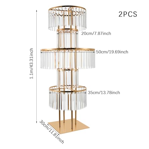 Support à fleurs en cristal 110 cm lot de 2 vases de cérémonie