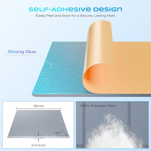 Image of 12 Pack Self-Adhesive Acoustic Panels, 12 inch X 12 inch X 0.4 inch High-Density Sound Proof Foam Panels for Walls, Soundproof Wall Panels for Home & Office (Smoke Gray)
