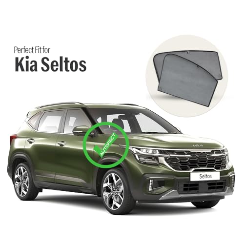 Image of Autofact Car Sunshades for Kia Seltos, UV Protection, Useful Car Accessories, Custom fit Sun Shades for Side Windows, Set of 4