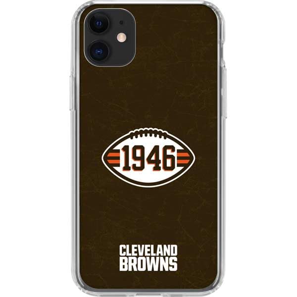 Skinit Clear Phone Case Compatible with iPhone 11 - Officially Licensed NFL Cleveland Browns Alternate Distressed Design