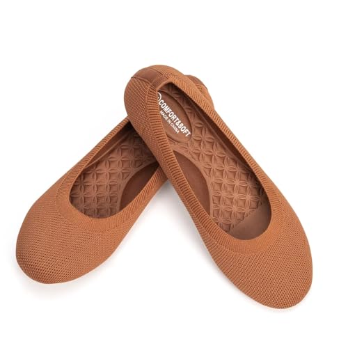 Image of Frank Mully Women's Mary Jane Flats Comfortable Dressy Ballet Flats Casual Round Toe Slip On Washable Knitted Fabric Office Work Woman Shoes