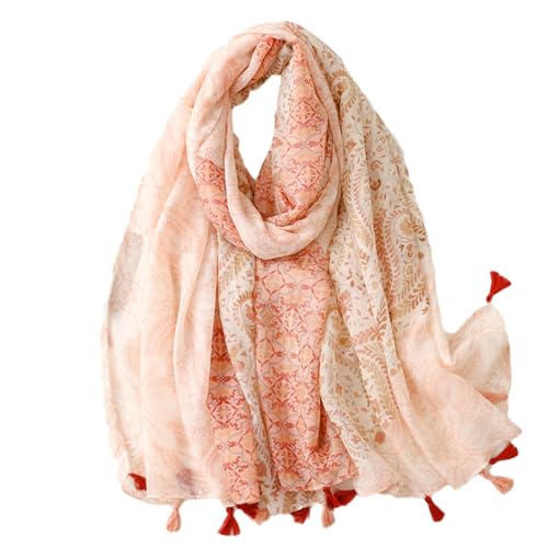 MAZELIKEHOOD Foulard Femme Imprimé Écharpe Legère en Viscose Accessoire Mode Printemps Été Foulard Grand Format pour Femmes Filles