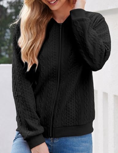 Image of WROLEM Zip Up Sweatshirts for Women Casual Outfits Cardigan Outerwear Trendy Winter Jackets Coat