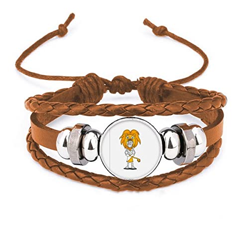Bracelet en cuir Momie Horus haut de gamme avec détails de lion sculptés main