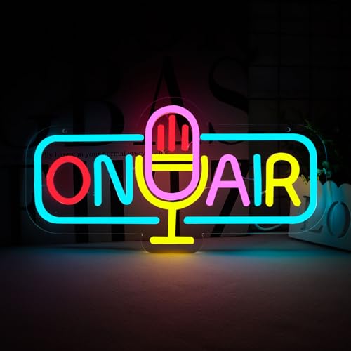Image of ON AIR Neon Light Recording Neon Signs Wall Decor for Podcast Setup,Broadcasting Room,Radio Station,Home Studio, Gift Art for Friends,Podcaster 16.14 x 8.35 IN-USB Powered-Acryli