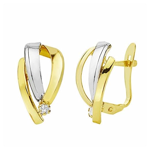 Pendientes oro 18k bicolor 15mm. bandas cierre catalán [AA2180]