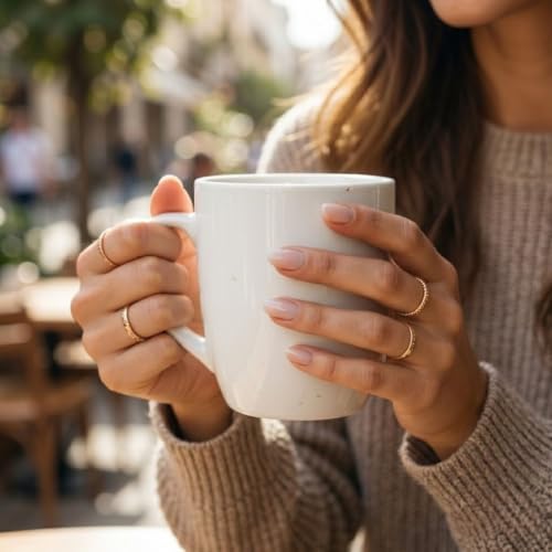 Image of Clay Craft Basics: Single 340ml White Ceramic Mug. Ideal for Coffee, Tea, and Milk. Clean, Minimalist Design for Everyday Home or Office use. Durable.