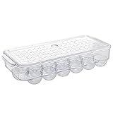 Egg Container for Refrigerator, Plastic Egg Storage Container with Lid & Handle, BPA-Free 18 Count