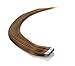 Produktbild Remy Echthaar Tape On/In Extensions Haarverlängerung 10 Tressen mit dem extra starken WEISSEN TAPE (40cm, 08 - Hellbraun)
