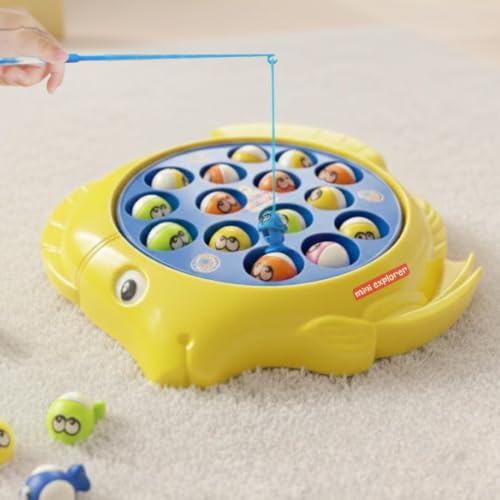 Image of MiniExplorer Fishing Game with Music and Rotating Pond|Sound Toy for Kids 4+Yrs|Indoor Musical Toy|Skill Development|15 Fishes & 4 Fishing Poles|Birthday Return Gifts for Kids