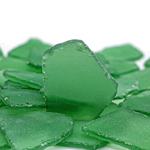 Tumbled Sea Glass 31oz - Frosted Crafting Gems for Christmas Tree Decor, Wreath DIY & Vase Filler - Beach Glass Pieces for Holiday Crafts and Home Décor(Dark Green)
