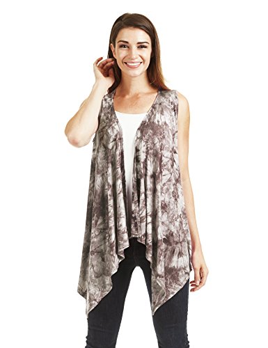 Image of Made By Johnny Women's Lightweight Sleeveless Cardigan - Draped Open Front Vest with Asymmetrical Hem