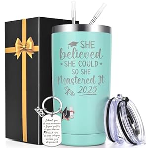 Lifecapido Graduation Gifts Graduation 20oz Tumbler with Keychain High School College Masters Degree PhD Graduation Gifts for Women Her Sister Friends Classmates Green