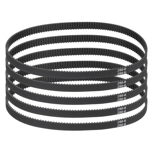 sourcing map 288mm GT-2 Timing Belt 6mm Width 2mm Pitch Black 5pcs