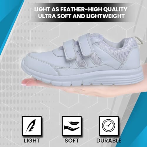 Image of DOCTOR EXTRA SOFT Lightweight EVA Unisex-Child /Kids /Adults Black & White School Uniform Shoe with Memory Foam Cushion & Adjustable Hook Loop| Formal,Casual,Running|Comfortable | Anti-Skid D-3005