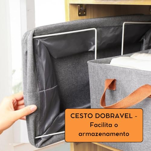 Cesto Caixa Organizador Guarda Roupas Dobrável Multiuso Com Alça Para Brinquedos (4)
