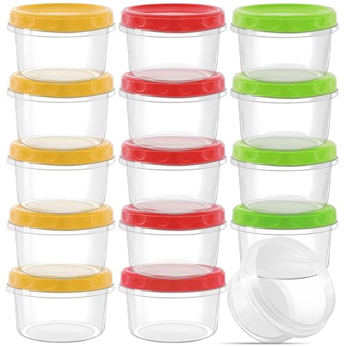 Hikrxya 15 Piezas Contenedores de Alimentos con Tapas Pequeños, 250ml Recipientes de Plástico Reutilizables Apilables Transparentes para Alimentos para Lavavajillas, Microondas y Congelador