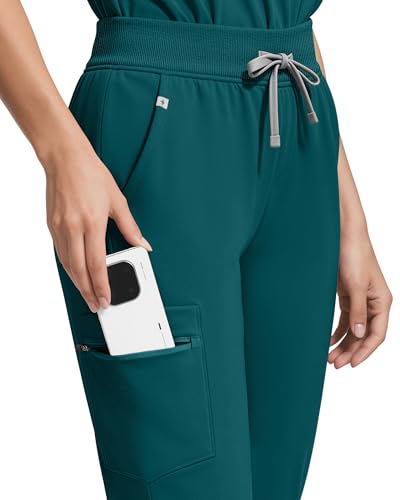 Image of Medical Scrubs for Women Pants, Soft Stretch & Breathable Joggers | Drawstring Womens Scrub Cargo Pants with 5 Utility Pockets, Bottoms Keep 12-Hour Shift Comfort for Healthcare Professionals