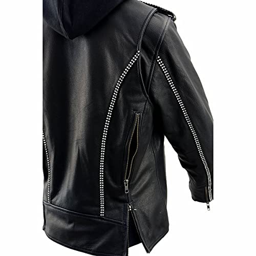 Image of Milwaukee Leather Women's Premium Leather Motorcycle Riding Jacket With Removable Hoodie Liner