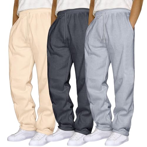 Pantalon de jogging ourlet ouvert style uni coupe droite confort