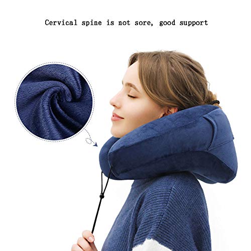 Oreiller cervical avion de type coussin gonflable en U à capuche pour reposer le cou - 5