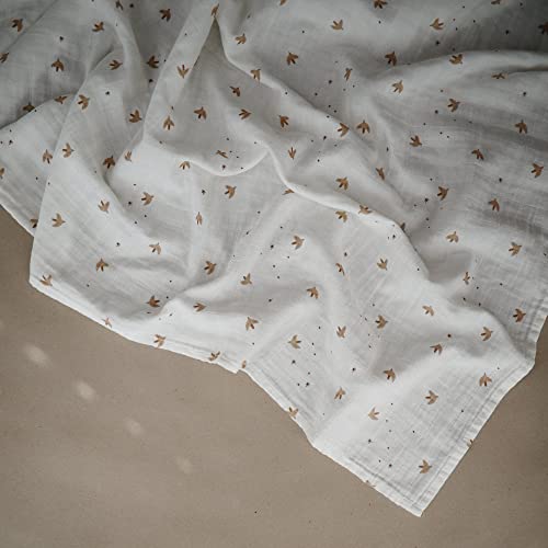 Image of mushie Muslin Baby Swaddle Blanket | 100% Organic Cotton (Sparrow)
