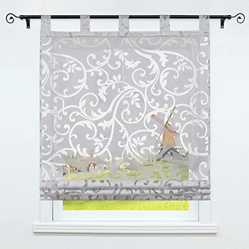 CORLIF Raffrollo Ausbrenner Transparente Raffgardine mit...