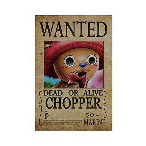 One Piece Chopper Bounty Wanted Poster Canvas Poster Wall Art Decor Print Picture Paintings for Living Room Bedroom Decoration Unframe:12Ã18inch(30Ã45cm)