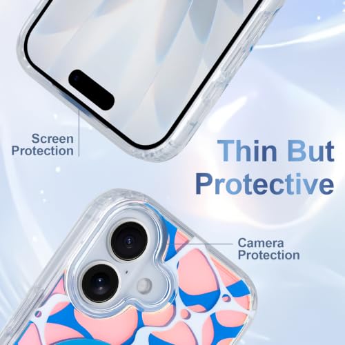 Image of AIGOMARA Cute Case for iPhone 17 Case for Women Girls [Compatible with Magsafe] Twilight Sea Surface Pattern Design, Clear Aesthetic Summer Magnetic Protective Phone Cover, Iridescent Blue