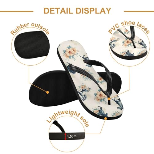 Burbuja Horses Hibiscus Flowers Flip Flops for Women Men, Soft Thong Sandals Rubber Slippers for Pool Beach Essentials3