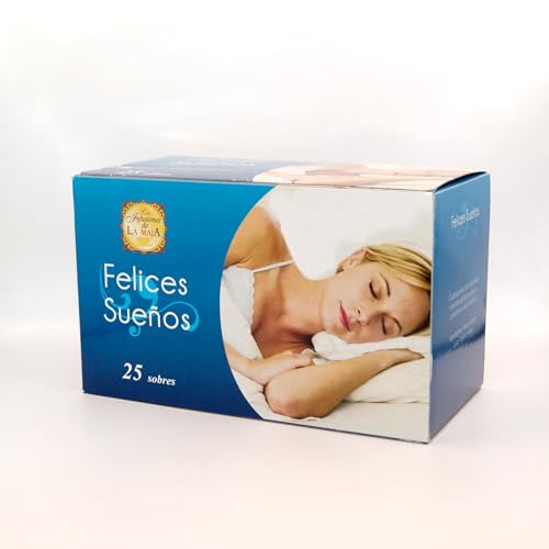 La Maja - Infusión Felices Sueños - Caja de 25 Sobres - Contiene Propiedades Relajantes - Digestiva y Refrescante - Aporta Bienestar y Tranquilidad - Ayuda a Reducir el Estrés - Infusión para Dormir