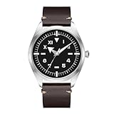 Boyarca Pilot Watch - Orologio da polso da uomo, stile aviatore, movimento automatico giapponese, stile retrò, meccanico, cassa in acciaio inox, impermeabile, luminoso, Quadrante marrone California