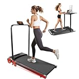 Worldgeil Tapis Roulant Pieghevole Silenziosamente - Mini Treadmill Desk con Corrimano 1-6 km/h con Pendenza 0-6%, Indicatore LED da 2,0 CV e Telecomando – Threadmill Elettrico per Casa e Ufficio