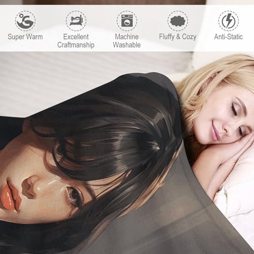 Couverture micro polaire douce personnage robe noire lit canape