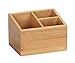 WENKO Organizador de bambú Terra, 3 compartimentos - Caja de almacenaje, cesta para el baño Capacidad: 0.551 l, Bambú, 12 x 8.5 x 9 cm, natural
