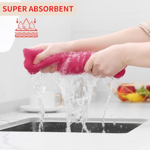Image of Homaxy 100% Cotton Waffle Weave Kitchen Dish Cloths, Ultra Soft Absorbent Quick Drying Dish Towels, 12 x 12 Inches, 6-Pack, Hot Pink