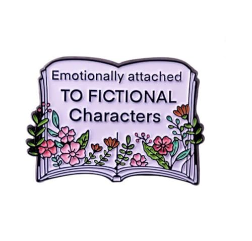 Image of zhanghaoran Emotionally Attached Enamel Character Brooch, Metal Badge Lapel Pin, Blooming Flower Enamel Book Brooch, Nerd Bookworm Gift Jewelry Accessory