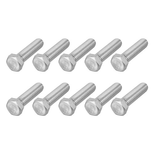 Image of METALLIXITY Hex Head Bolts (5 /8-11 x 2-1 /2 inch) 10Pcs, 304 Stainless Steel 18-8, Fully Threaded, External Hex Drive, Plain Finish, Hex Head Screw Bolt, Silver