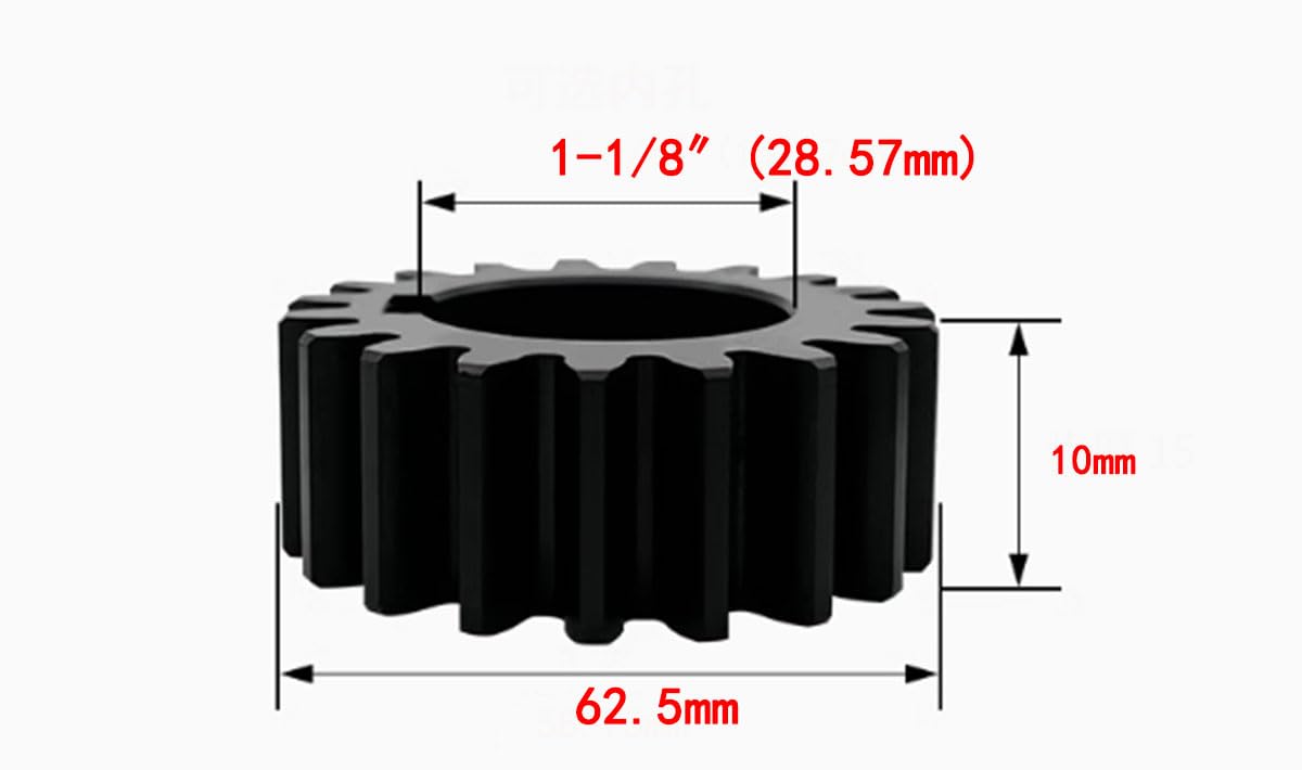 Transmission Gear, Imperial Inner Hole, Module 1.25. Number of Teeth: 48 Teeth. Inner Hole: 1-1/8 "(28.57mm), Key Width: 8mm. 30pcs/lot