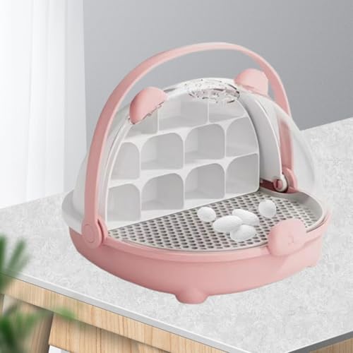 Generic Seidenraupenzuchtbox, Reptilienfütterungsbox, Leicht zu Beobachtender, Tragbarer Kleintierzuchtbehälter, Mini Haustierzuchtbox, Rosa-4